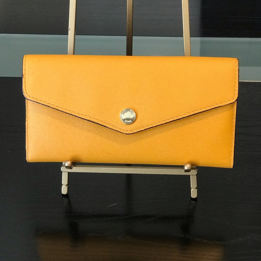 Mk Michael Kors Saffiano yellow snap wallet with coin purse